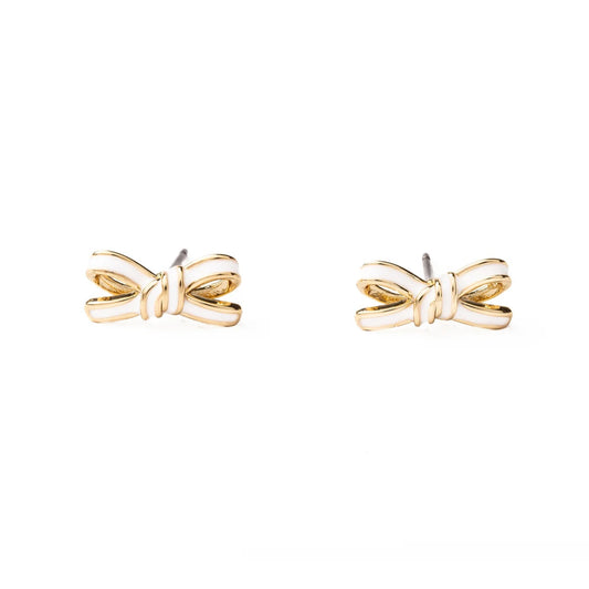 Luxe Bow Stud Earrings | White