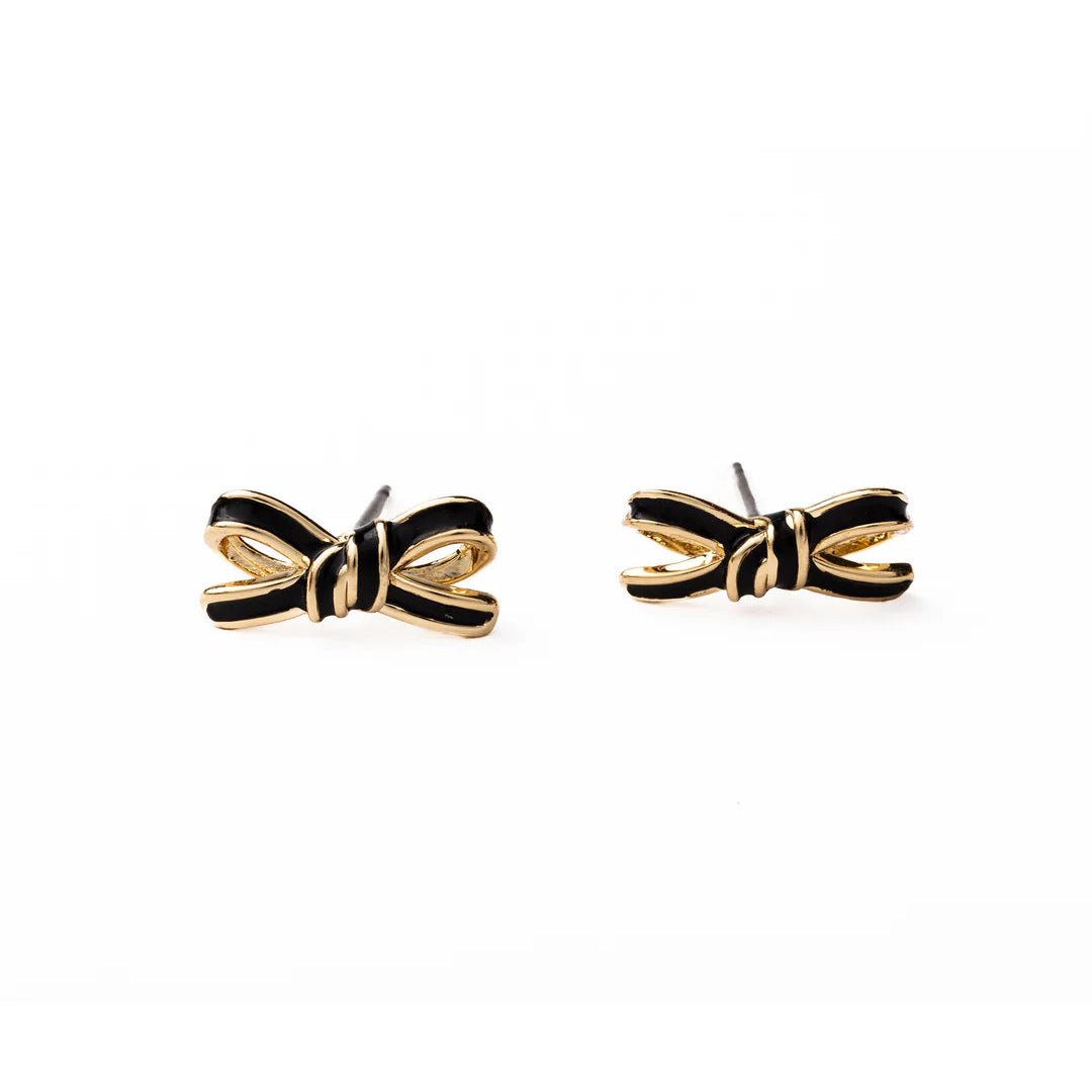 Luxe Bow Stud Earrings | Black