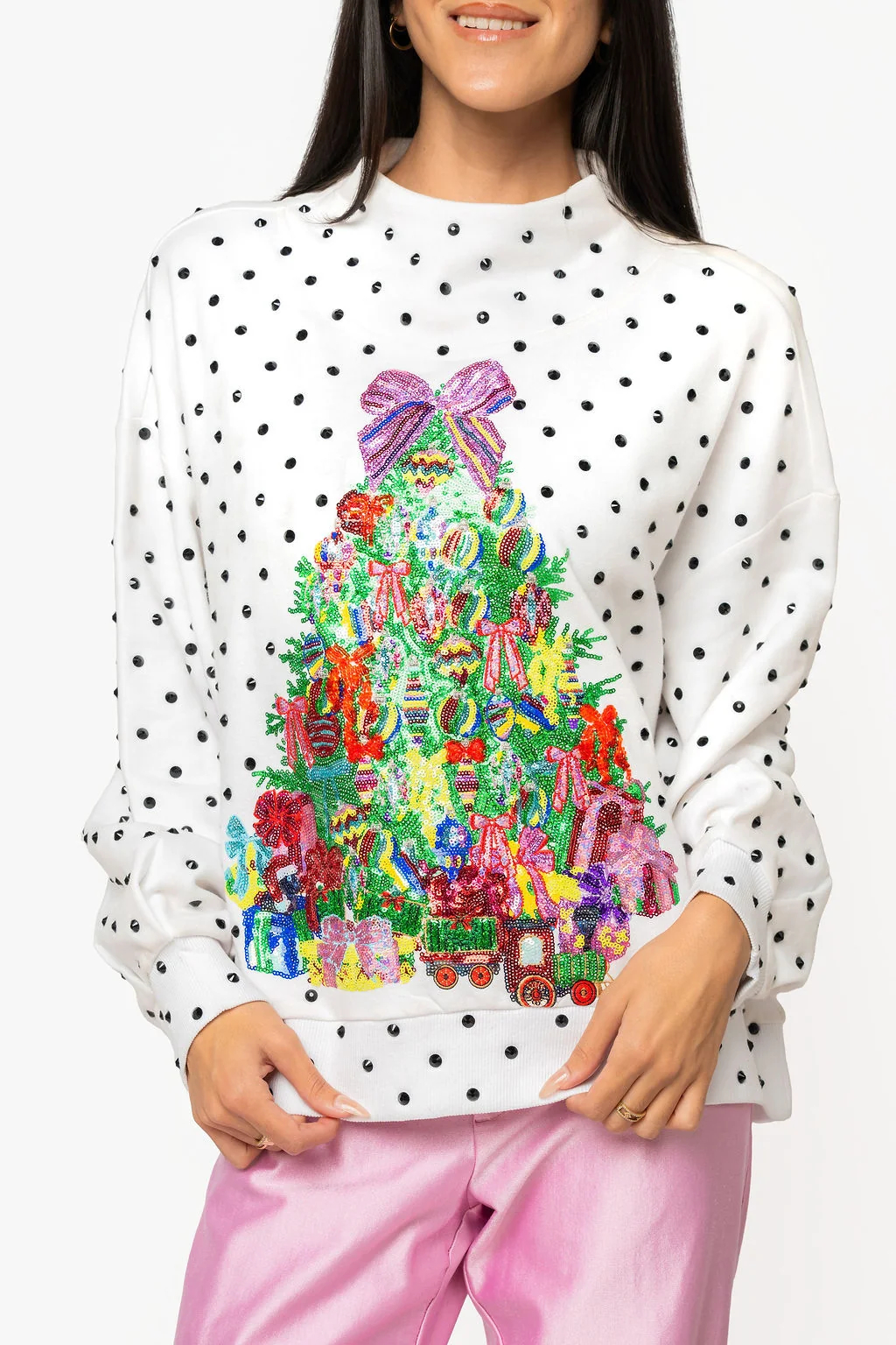 QOS Polka Dot Tree Mockneck