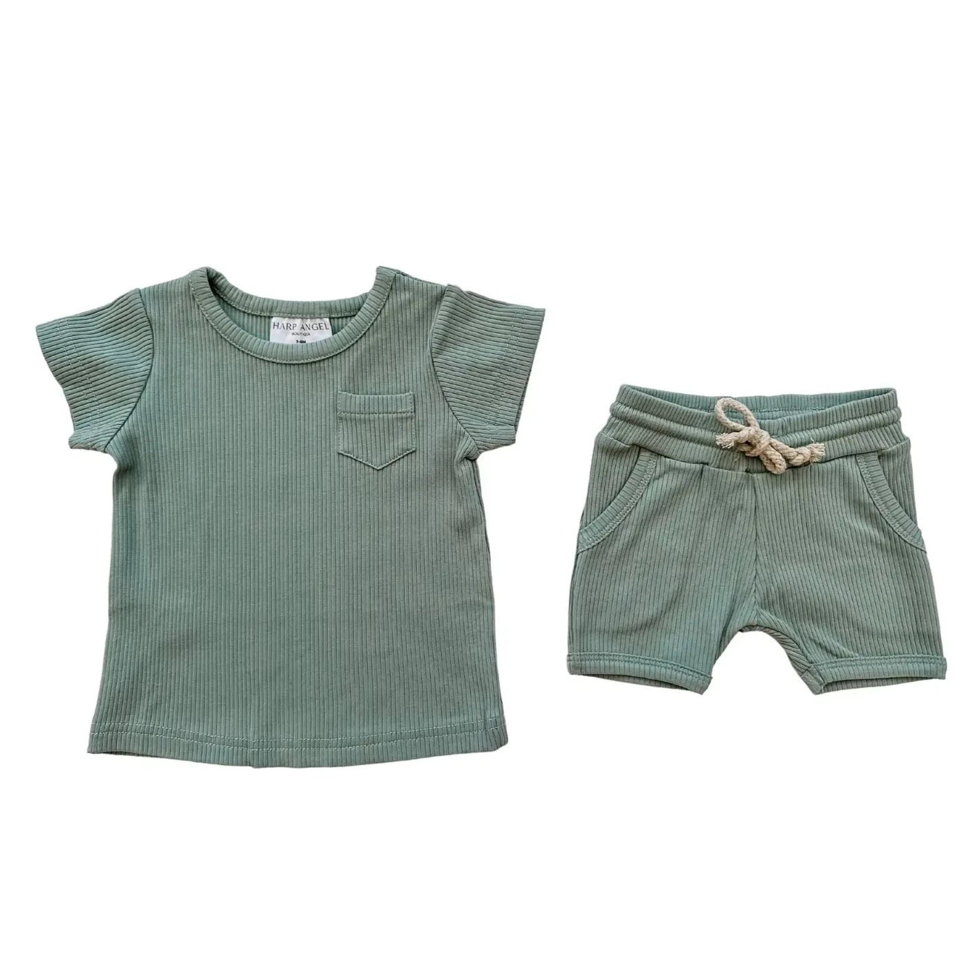 Two-Piece Ribbed Short Set | Sage