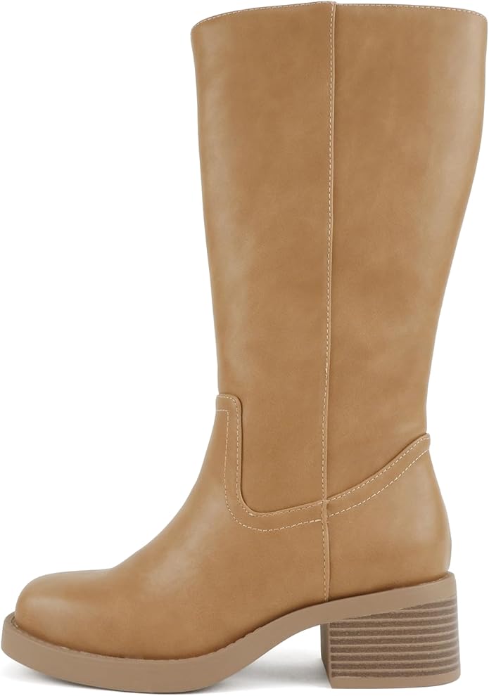 Belvin | Women Square Toe Platform Mid-Calf Boot