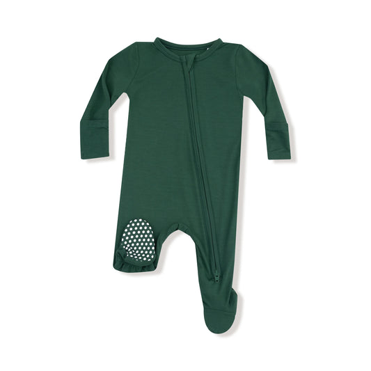 Hunter Green | 2 Way Zipper Footie