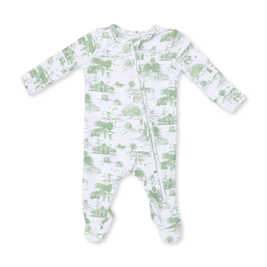 Golf Toile Green | 2 Way Zipper Footie