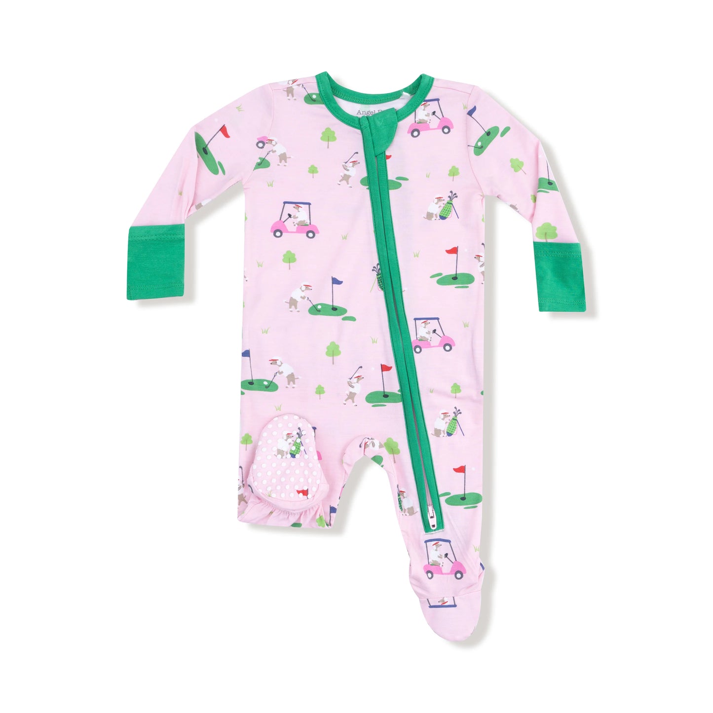 Dog Gone Golf | Pink  2 Way Zipper Ruffle Back Footie