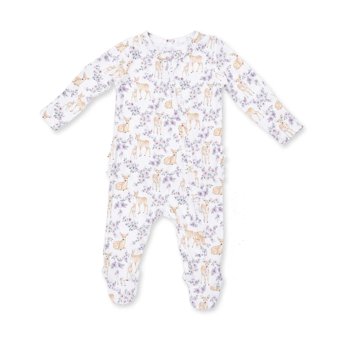 Floral Deer | 2 Way Ruffle Back Zipper Footie