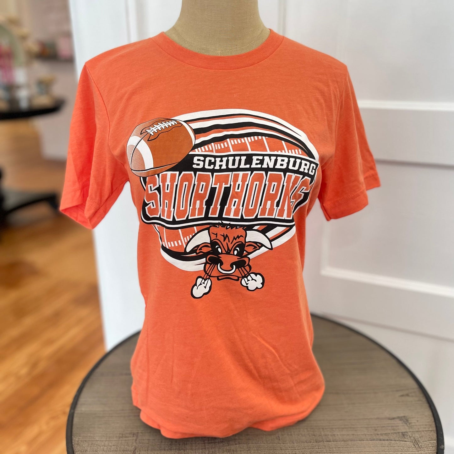 Schulenburg Shorthorns Orange Football Tee | Youth