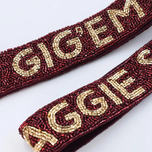 Gig'em Aggies Maroon/Gold Beaded Strap