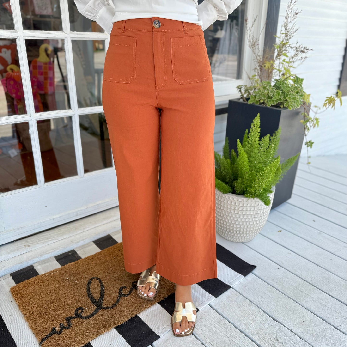 Jake Wide Leg Pant | Dark Orange