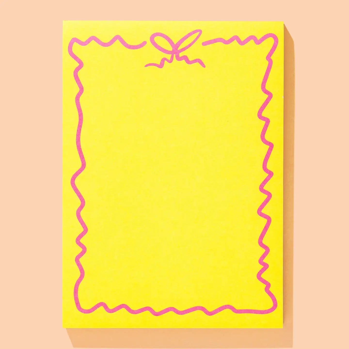 Large Notepad w/ Magnet - Yellow w/ Pink Bow - 100 Sheets