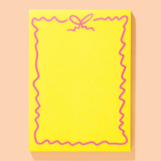 Large Notepad w/ Magnet - Yellow w/ Pink Bow - 100 Sheets