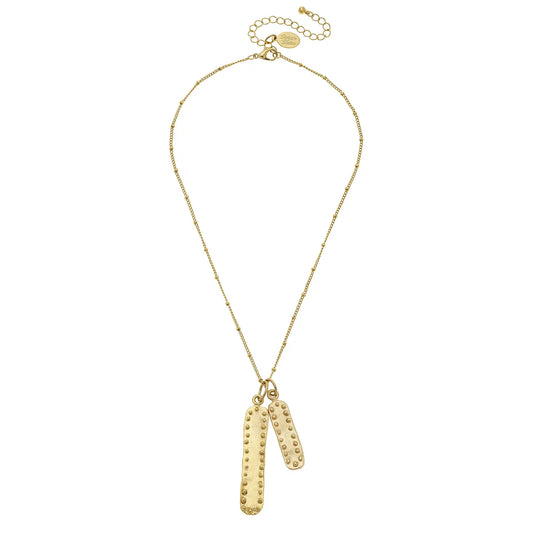 Gold Double Bar with Dots Chain Necklace