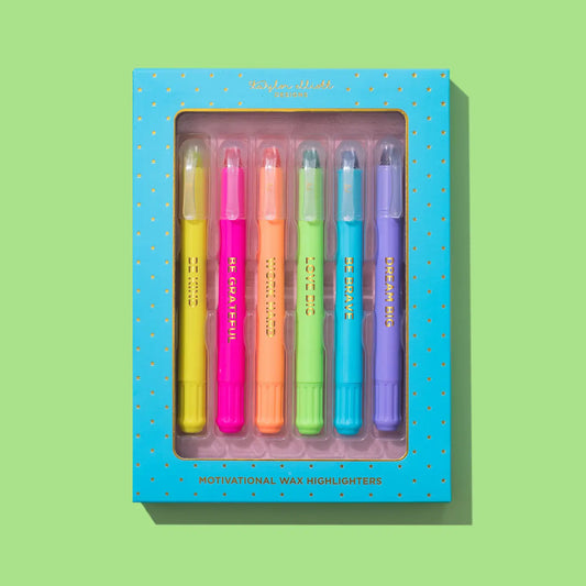 Wax Highlighter Set - Motivational - Asst Clrs - 6 Piece Set