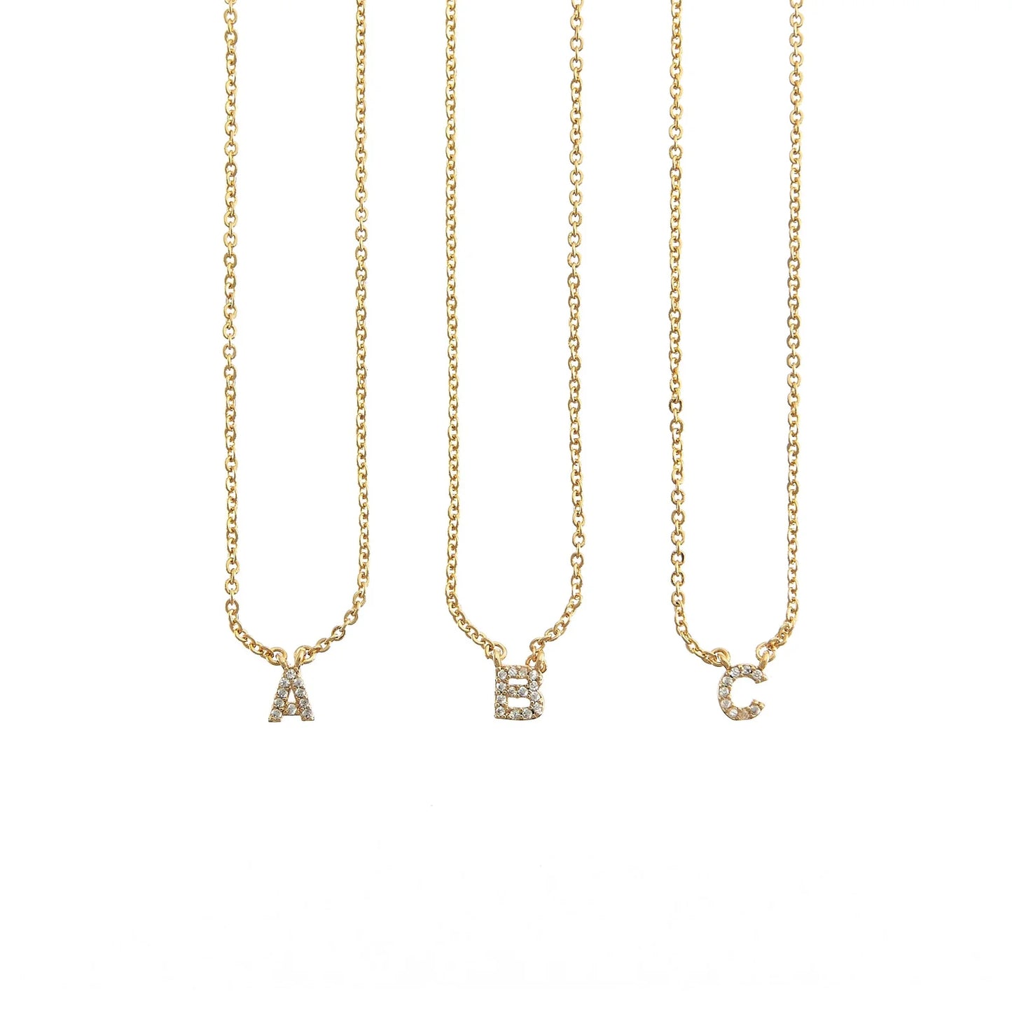 18K Gold Dainty Shiny Initial Necklace