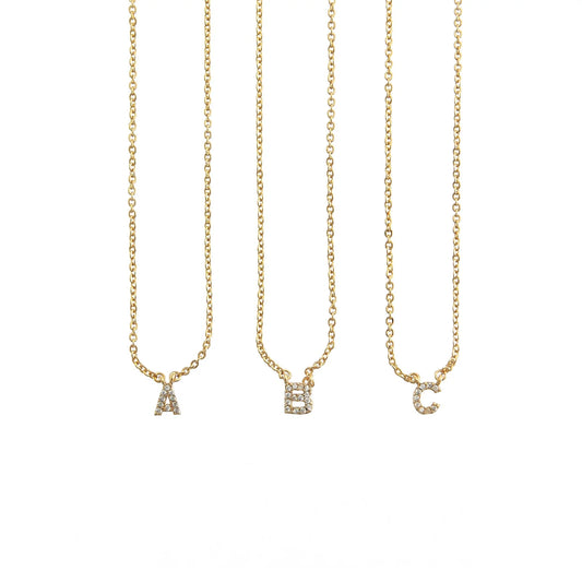 18K Gold Dainty Shiny Initial Necklace