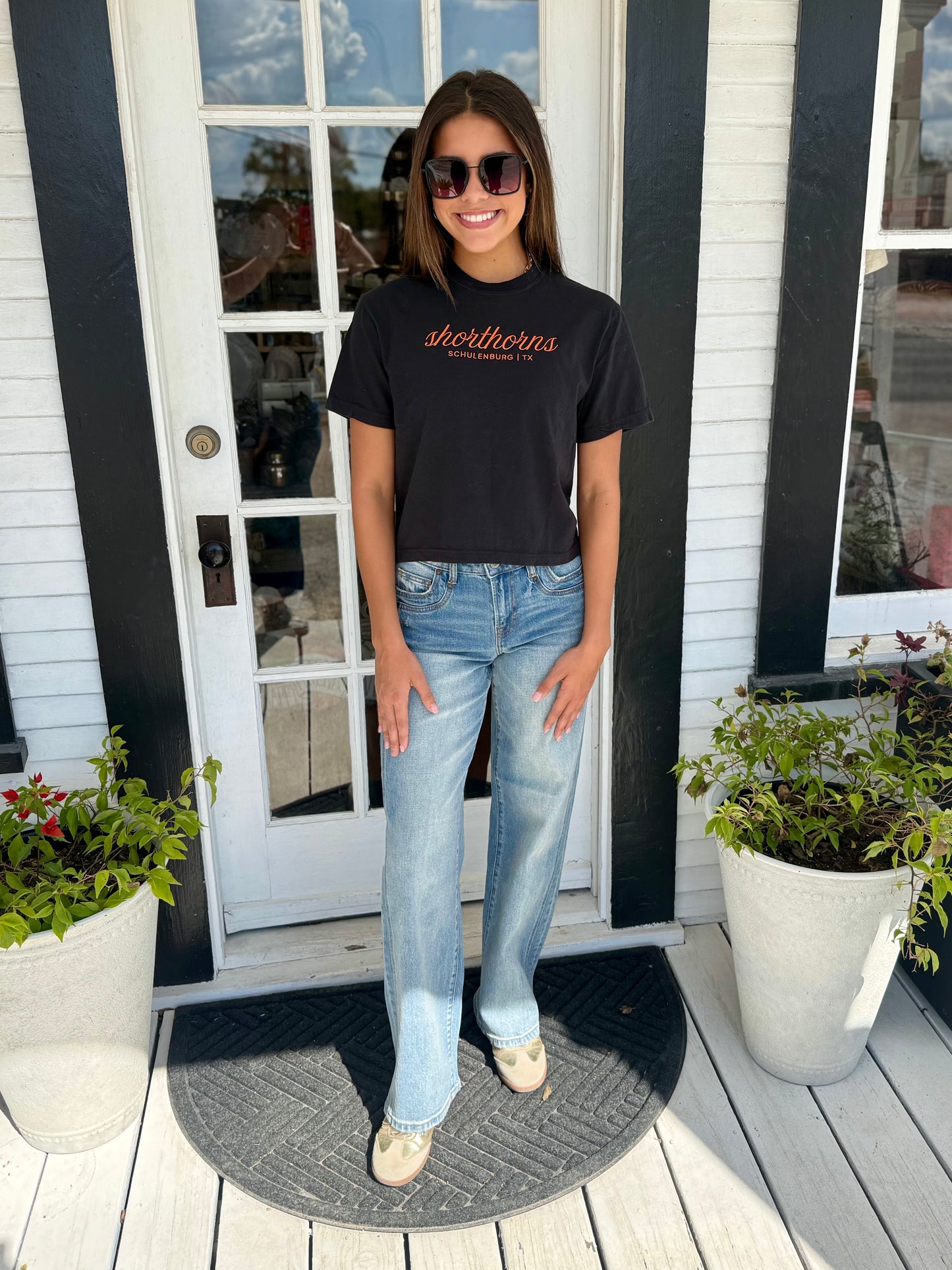 Shorthorns Embroidered Cropped Tee