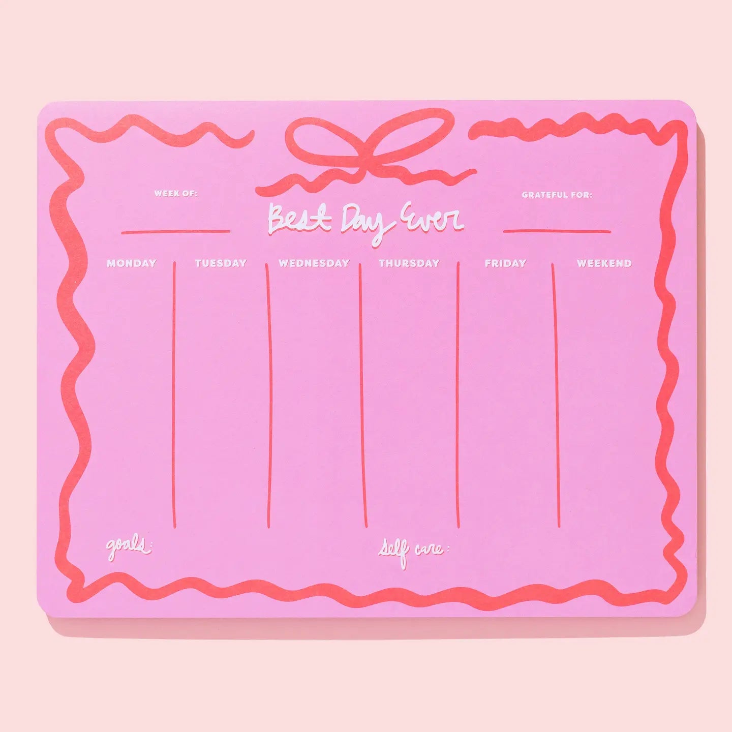 Weekly Planner - "Best Day Ever" - 52 Sheets