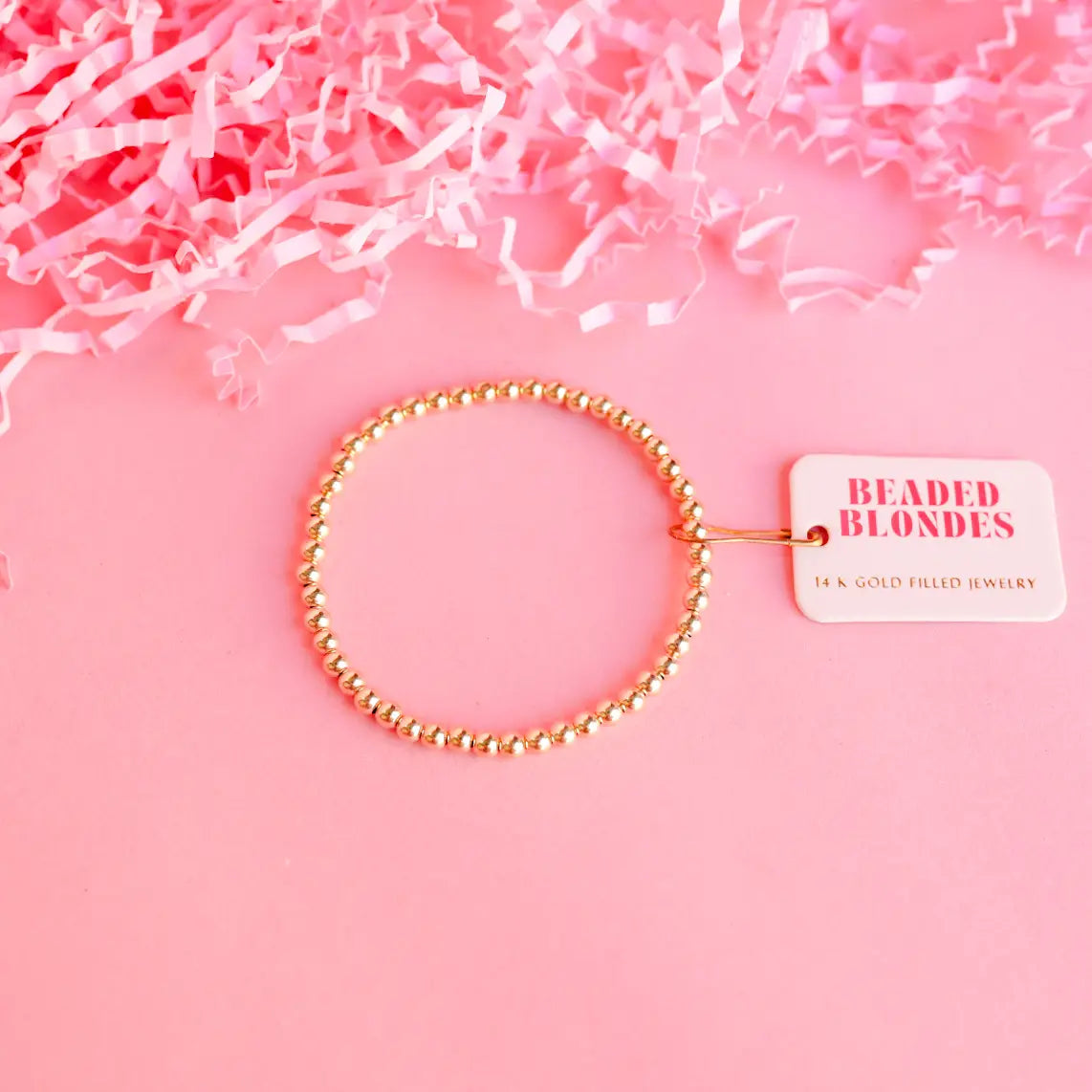 4mm Gold Beaded Bracelet | Extended