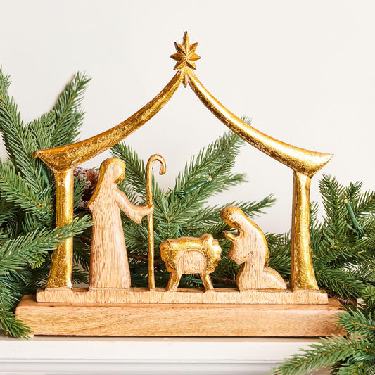 Large Wood Nativity