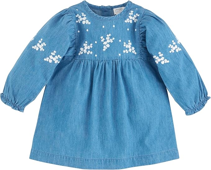 Mud Pie Baby Girls Embroidered Floral Denim Dress