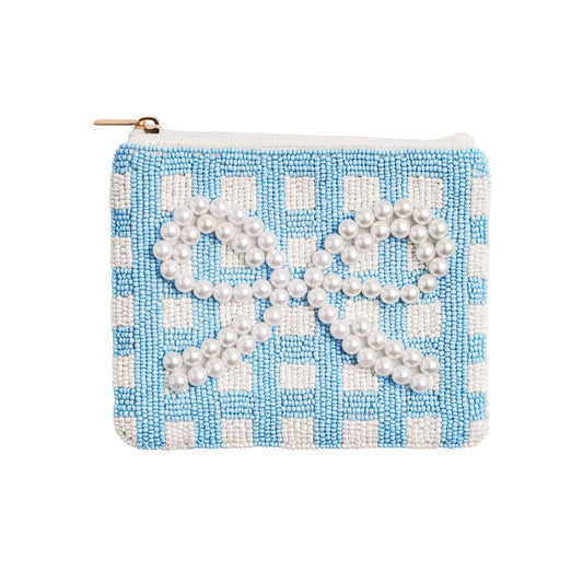 Blue Bow Beaded Case