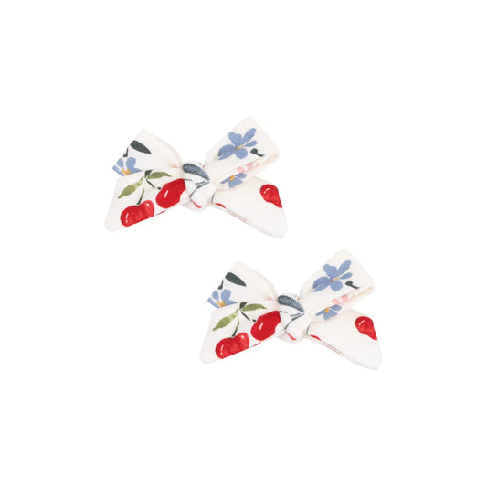 2 Pack Hair Bow with Clip - Watercolor Cherries