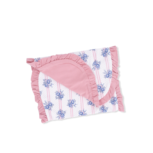 Stripe Dot Roses | Ruffle Burp Cloth