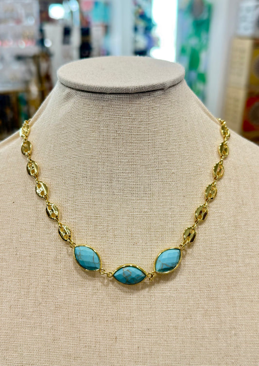 Diamond Stone Necklace | Turquoise