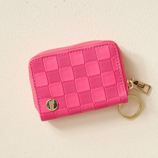 Zip Around Wallet | Hot Pink Check