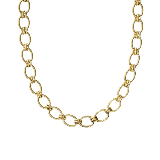Waterproof Gold Chunky Oval Necklace