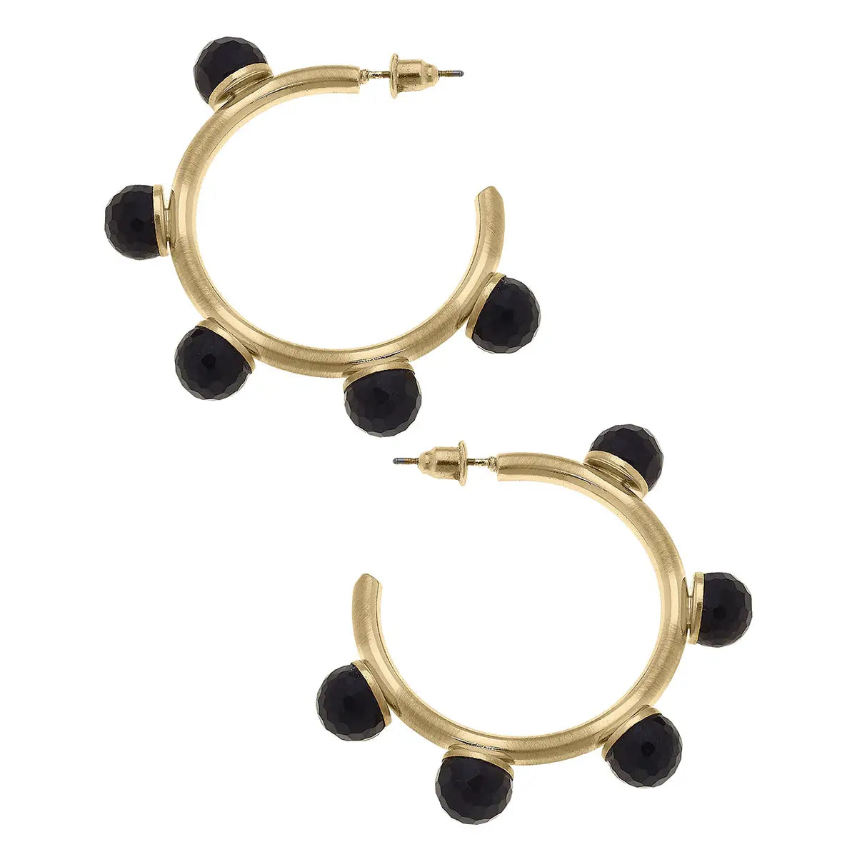 Allison Acrylic Beaded Hoop Earrings | Black