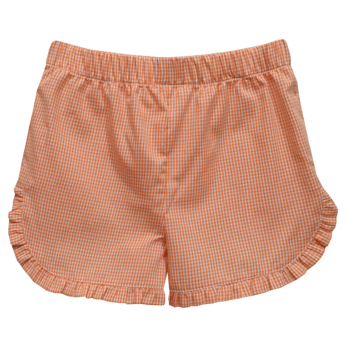 Gingham Girls Ruffle Short | Orange