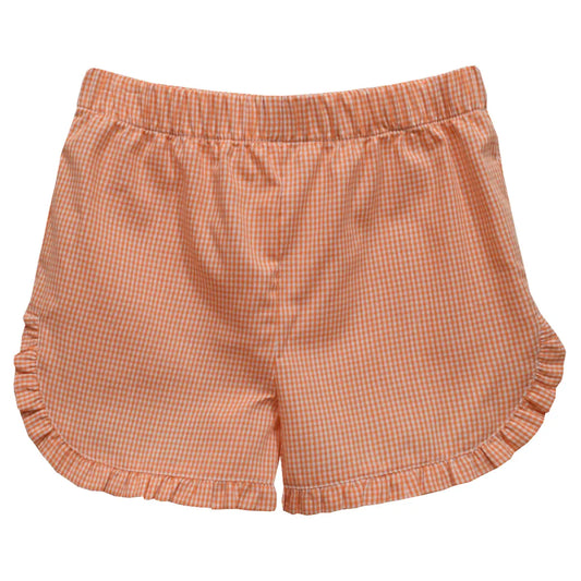 Gingham Girls Ruffle Short | Orange