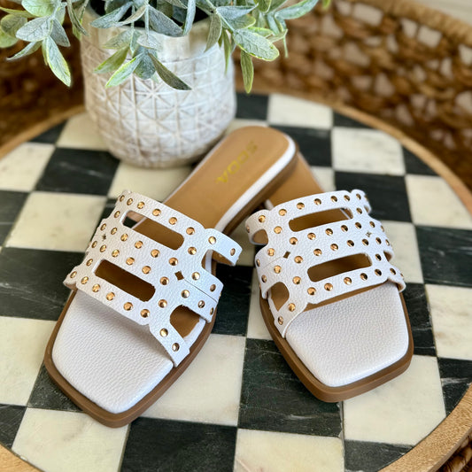 White Studded Sandals