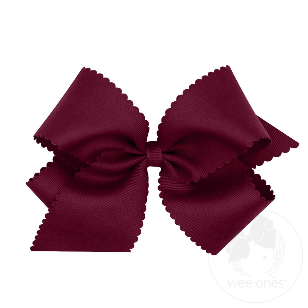 King Grosgrain Hair Bow Scalloped Edge | Burgundy