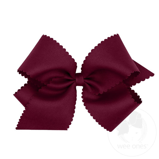 King Grosgrain Hair Bow Scalloped Edge | Burgundy