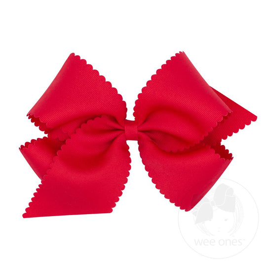 King Grosgrain Hair Bow Scalloped Edge | Red