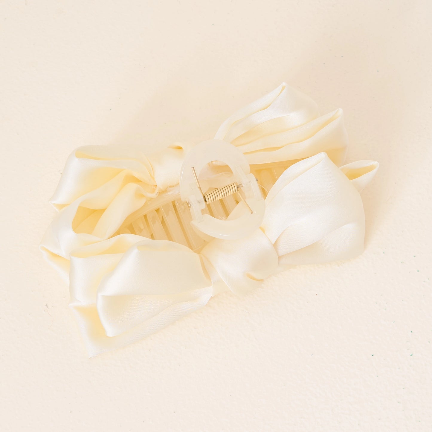 Satin Bow Claw Clip | Cream