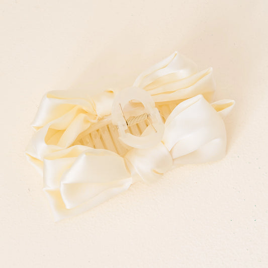 Satin Bow Claw Clip | Cream