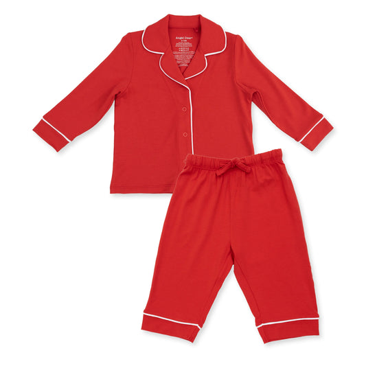 Ribbon Red | Knit Flame Resistant Kids Long Sleeve Coat Style with Pant