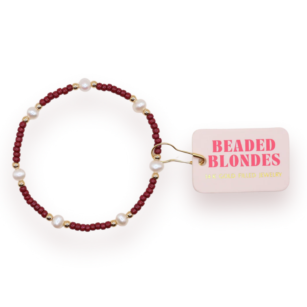 Maroon Pearl Bracelet | Extended