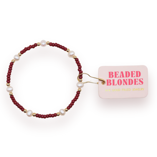 Maroon Pearl Bracelet | Extended