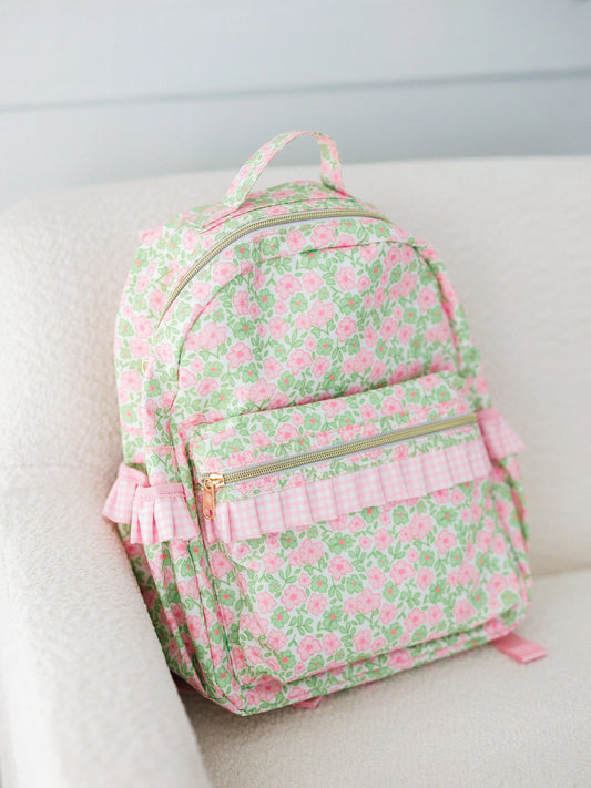 Pink and Green Floral Backpack