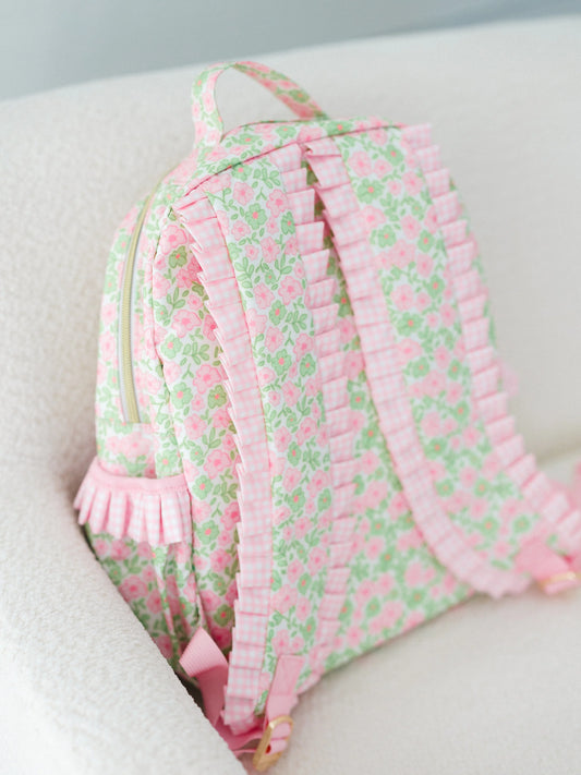 Pink and Green Floral Backpack
