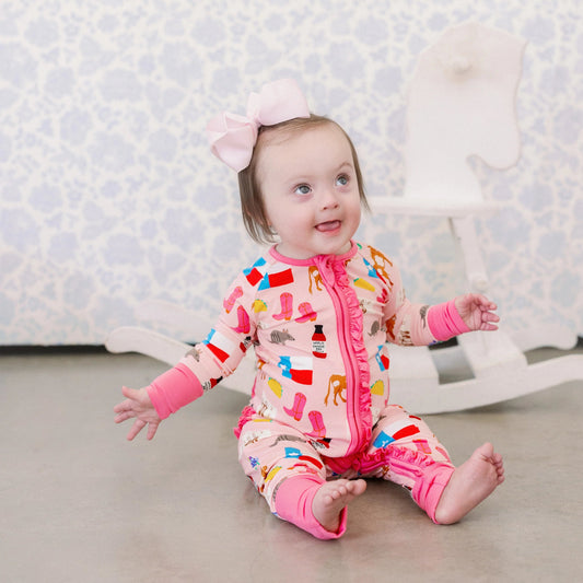 Pink Texas Forever Ruffle Romper