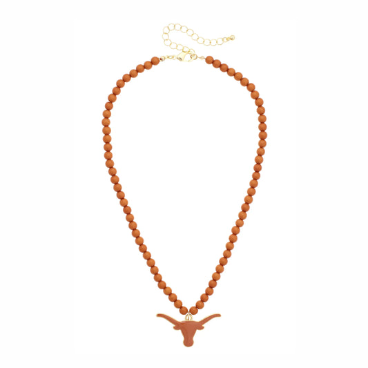 Texas Longhorns Beaded Logo Pendant Necklace