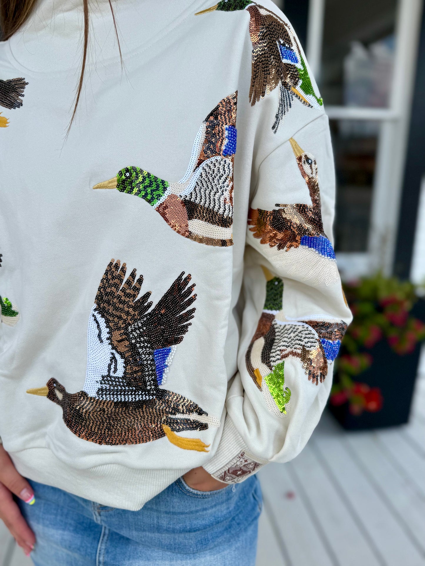 QOS Flying Duck Mock Neck Sweatshirt