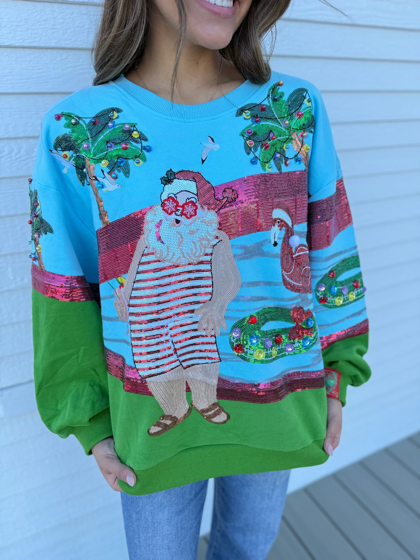 QOS Multi Santa at the Pool Sweatshirt