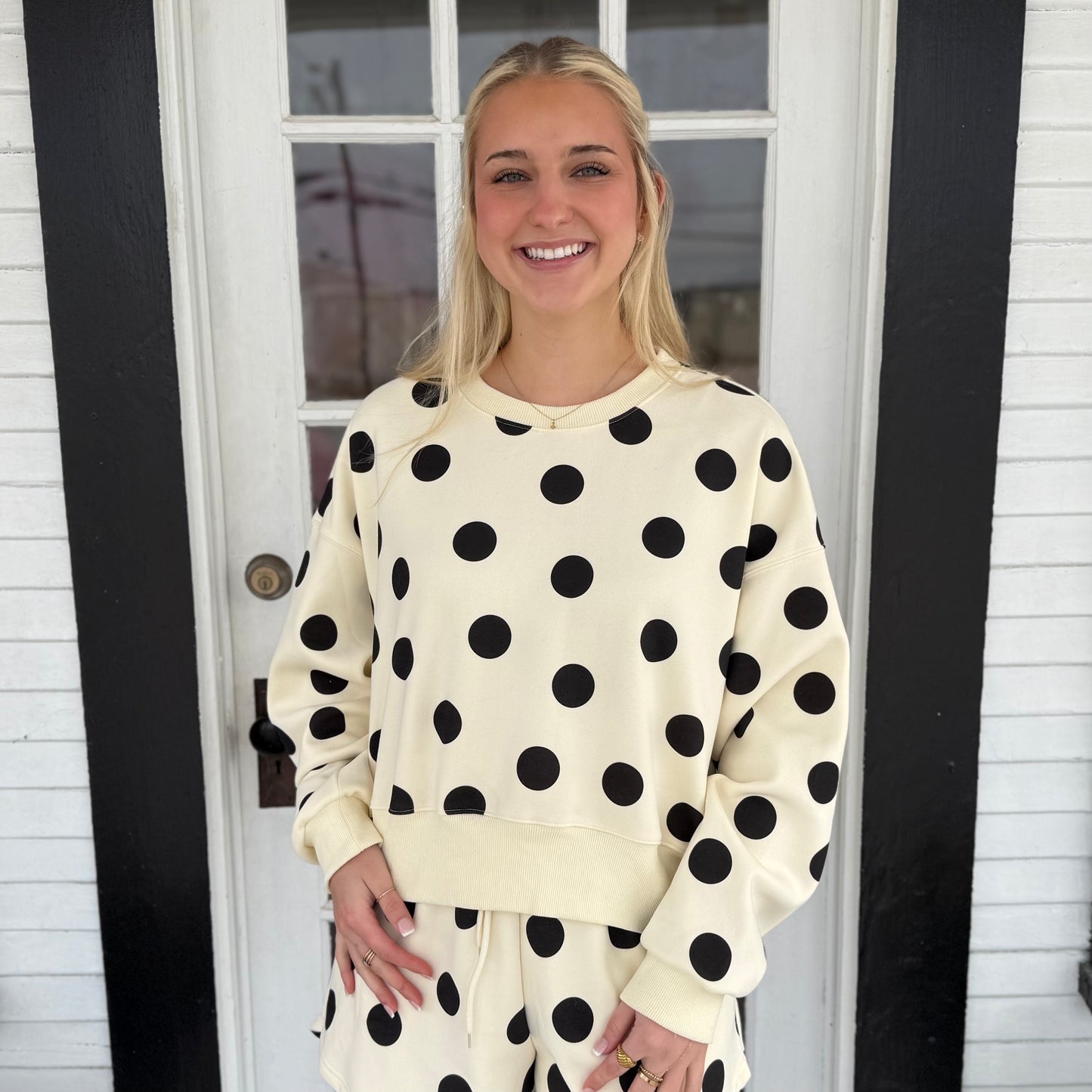 Polka Dot Crop Sweatshirt