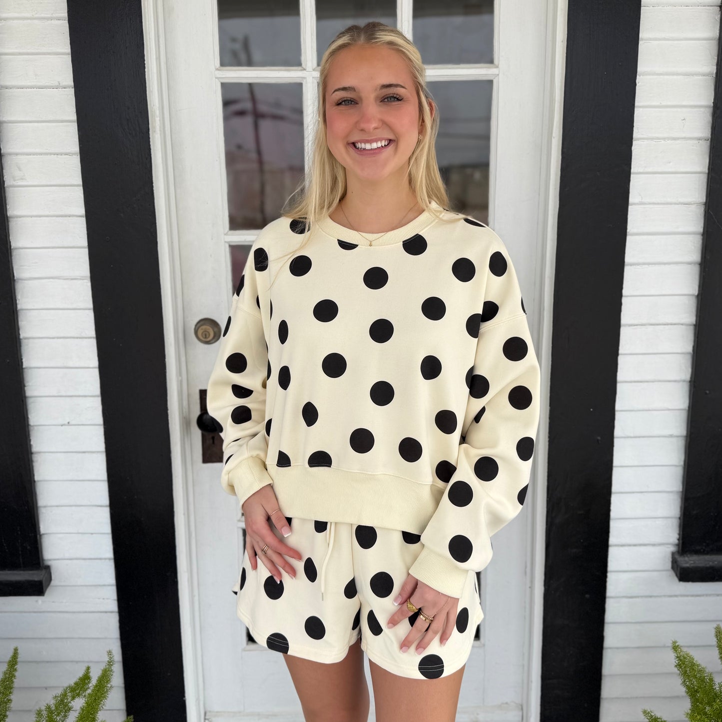 Polka Dot Crop Sweatshirt