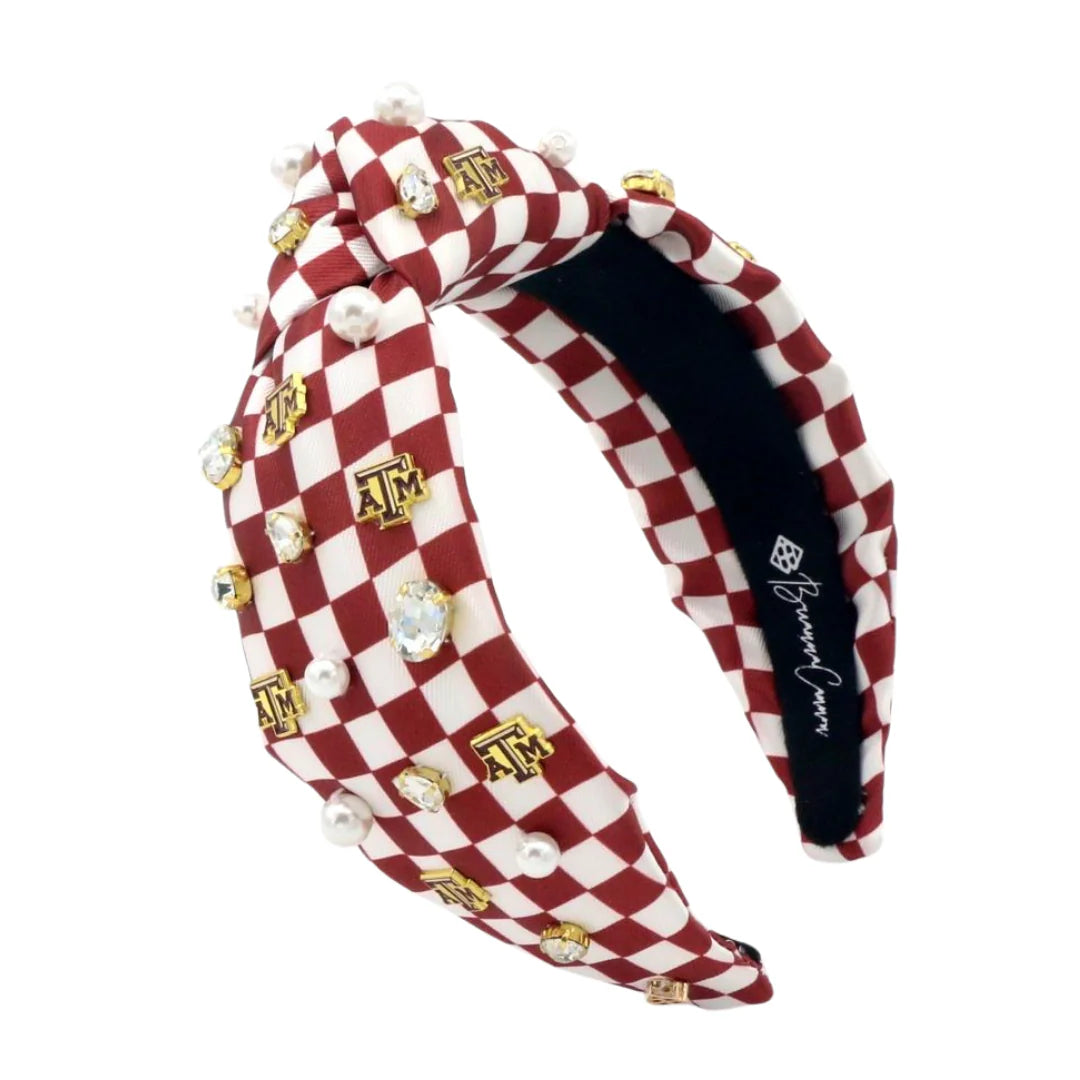 Texas A&M Maroon & White Checkerboard Texas A&M Logo Headband